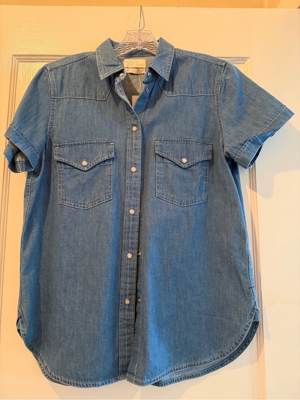 I Crew Classic Blue Denim Short-Sleeve Shirt